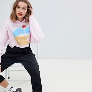 Reclaimed Vintage Cropped Hoodie Poetic Pink